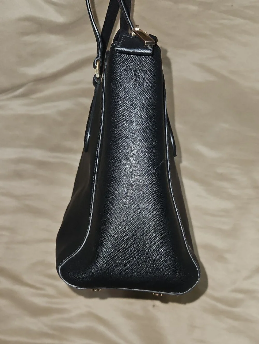 Tory Burch Black Leather Tote with Gold Logo